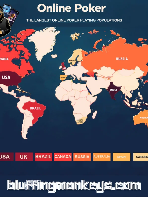 Online poker population infographic by region and platform